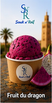 Glace artisanale Fruit du dragon &mdash; Souk n' Roll, glacier &agrave; Marrakech