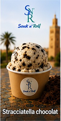Glace artisanale Stracciatella chocolat &mdash; Souk n' Roll, glacier &agrave; Marrakech