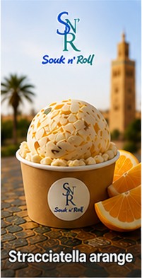 Glace artisanale Stracciatella orange &mdash; Souk n' Roll, glacier &agrave; Marrakech