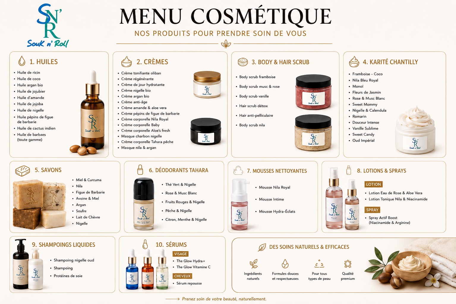 Menu Cosmétique — Souk n' Roll